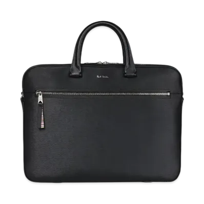 Paul Smith Straw Grain Leather 2Way Briefcase "Black"