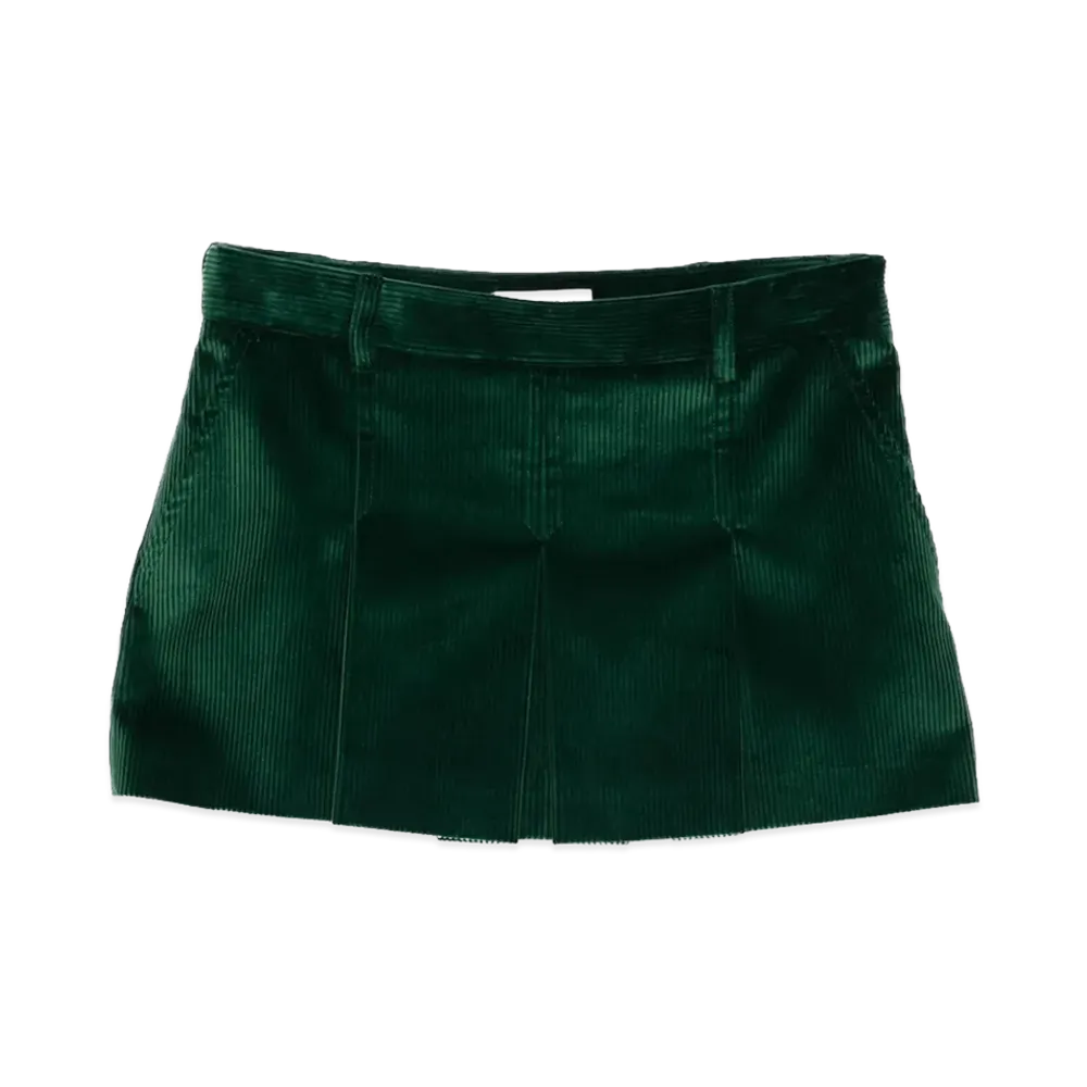 MIU MIU Women's Ribbed Velvet Skirts "Green"