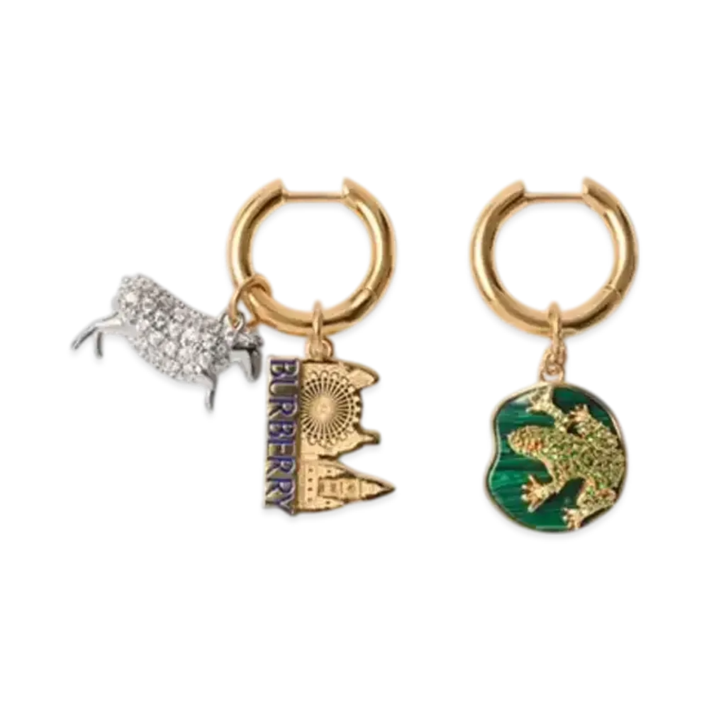 Burberry Charm Hoop Earrings "Gold/Multicolour"