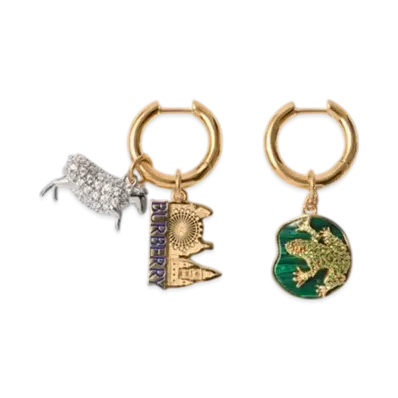 Burberry Charm Hoop Earrings "Gold/Multicolour"
