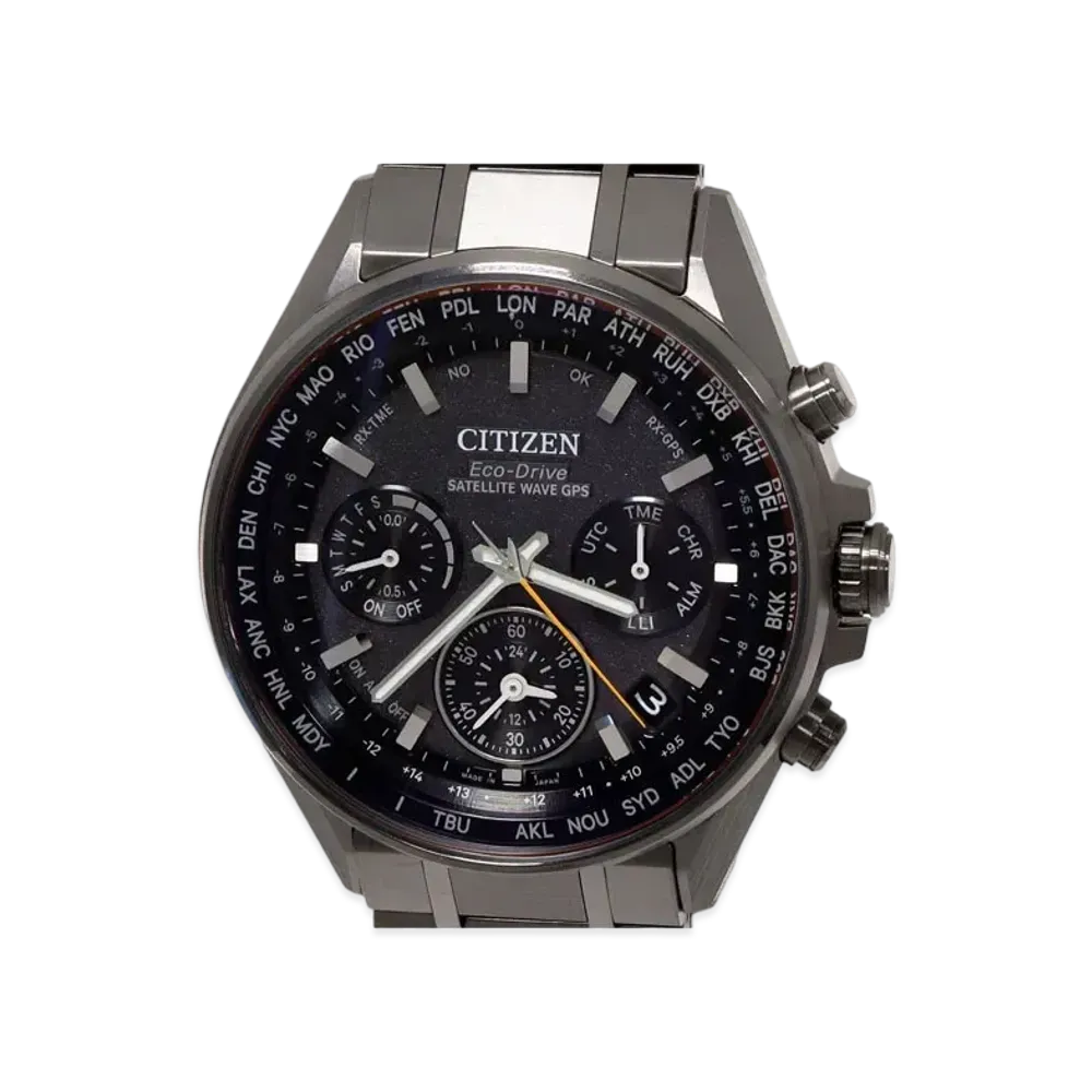 CITIZEN Atessa Eco Drive Black Titanium Series Double Direct Flight CC4004-58E