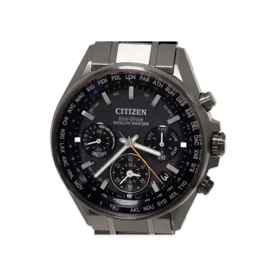 CITIZEN Atessa Eco Drive Black Titanium Series Double Direct Flight CC4004-58E