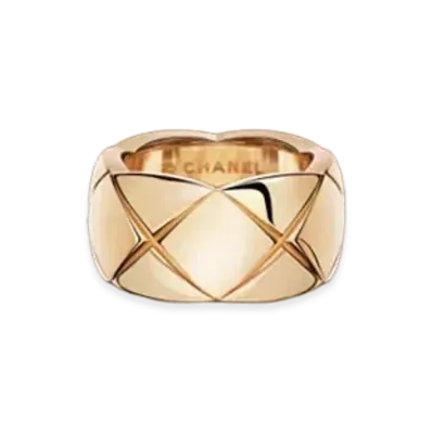 CHANEL Coco Crush Ring Quilted Motif, Large Version, 18K Beige Gold