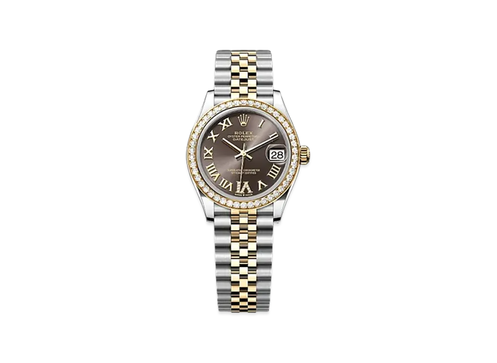 ROLEX Datejust 31mm Oystersteel & Yellow Gold Diamond 278383RBR "Dark Grey"