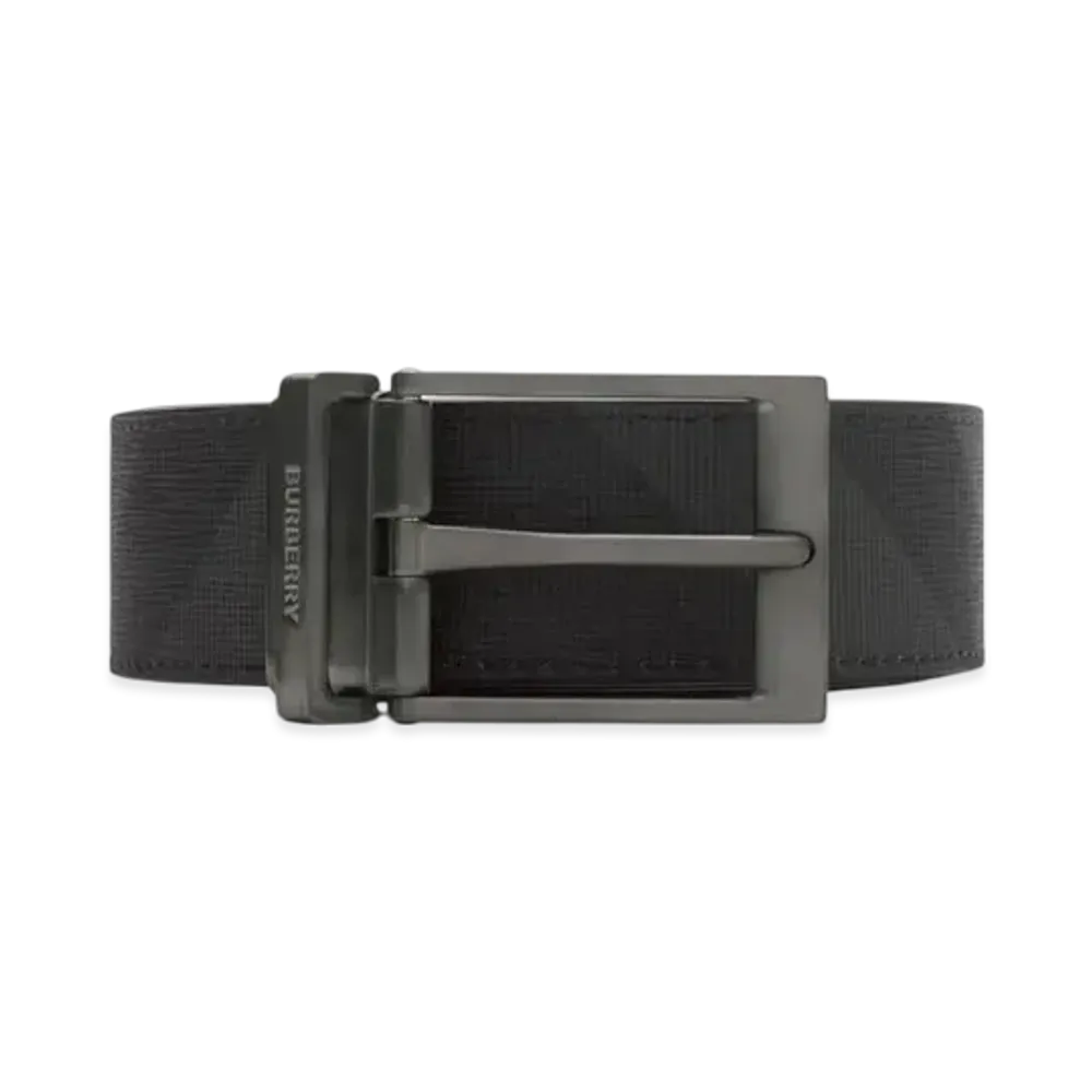 Burberry Reversible Check Belt "Charcoal/Graphite"