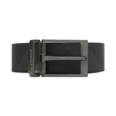 Burberry Reversible Check Belt "Charcoal/Graphite"