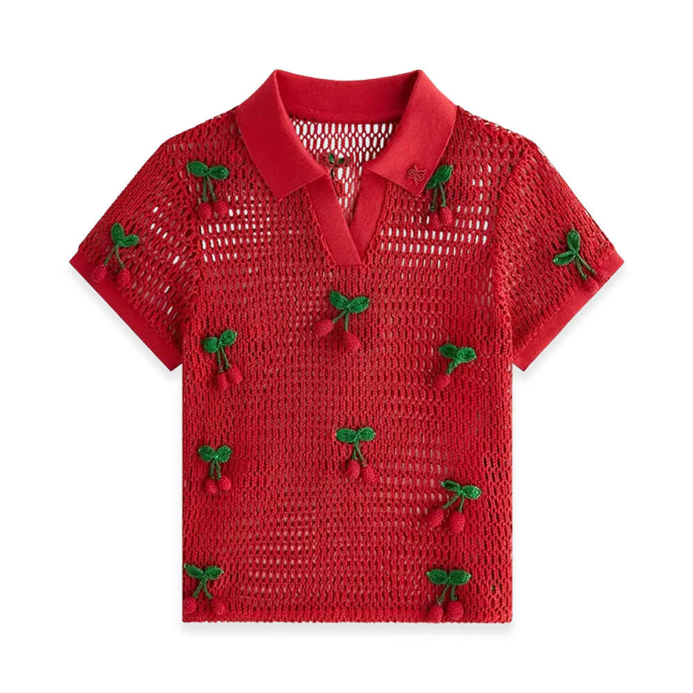 Kith Women's Hedi Cherry Sweater Polo "Fury"