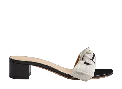 Dior Women's J'Adior Heeled Slide Embroidered Cotton "Black"