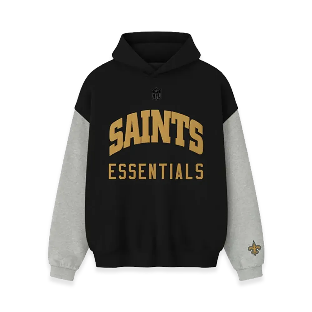 FEAR OF GOD ESSENTIALS Saints Sport Hoodie "Black/Concrete Heather"