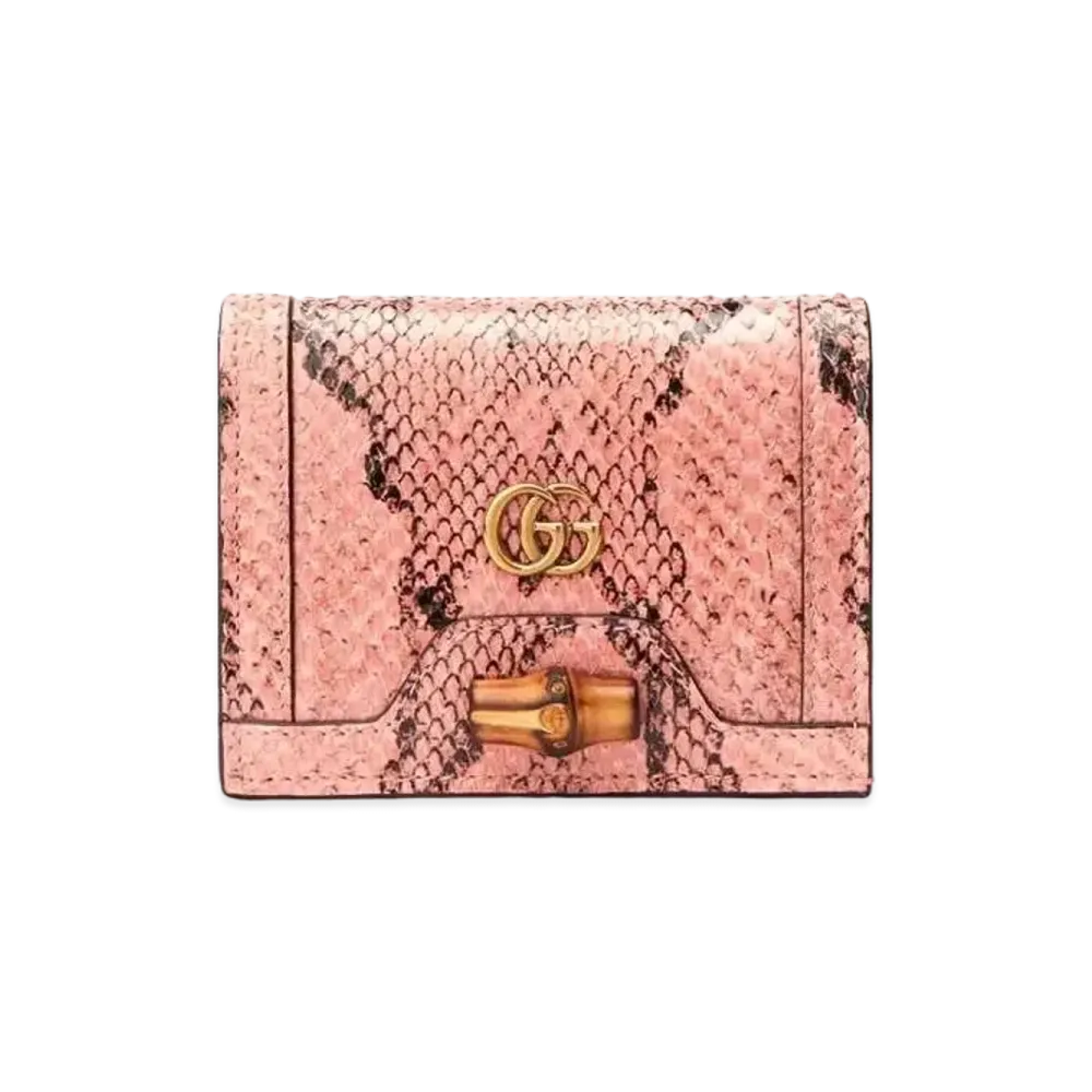 GUCCI Diana Python Card Case Wallet "Dusty Rose"