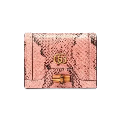 GUCCI Diana Python Card Case Wallet "Dusty Rose"