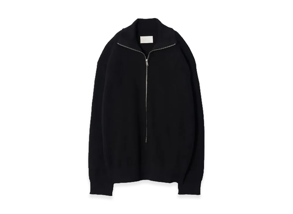 YOKE Front Zip Highneck Rib Sweater "Black"