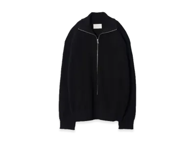 YOKE Front Zip Highneck Rib Sweater "Black"