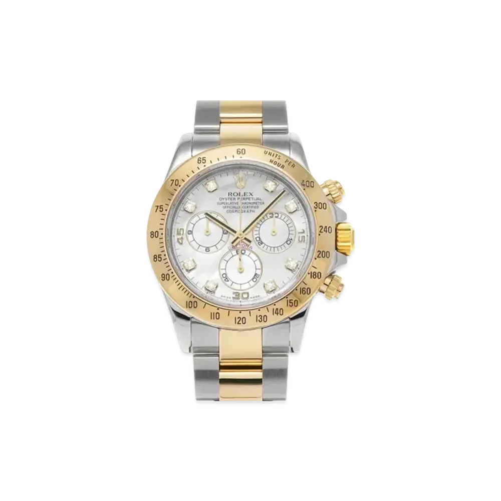 ROLEX Cosmograph Daytona 8P Diamonds "White Shell/Stainless Steel/Yellow Gold"