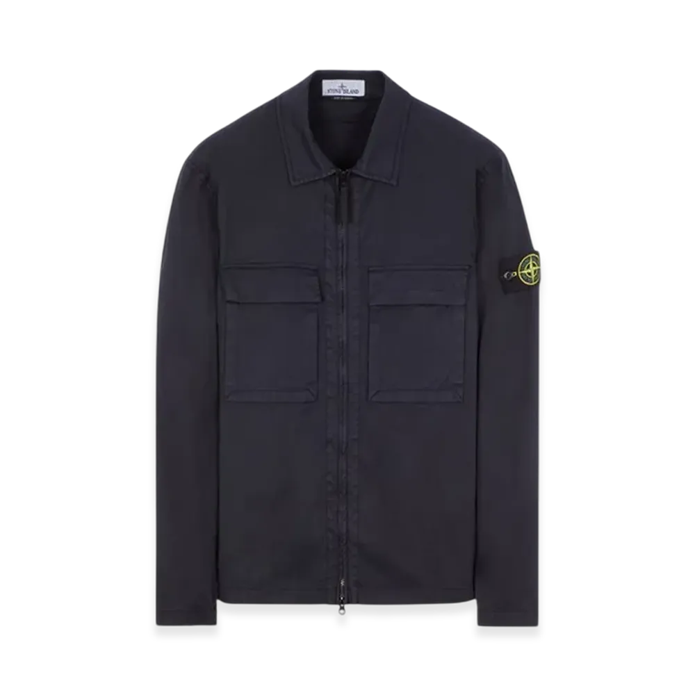 Stone Island 11710 Garment Dyed Stretch Cotton Gabardine Overshirt - 22FW "Navy Blue"