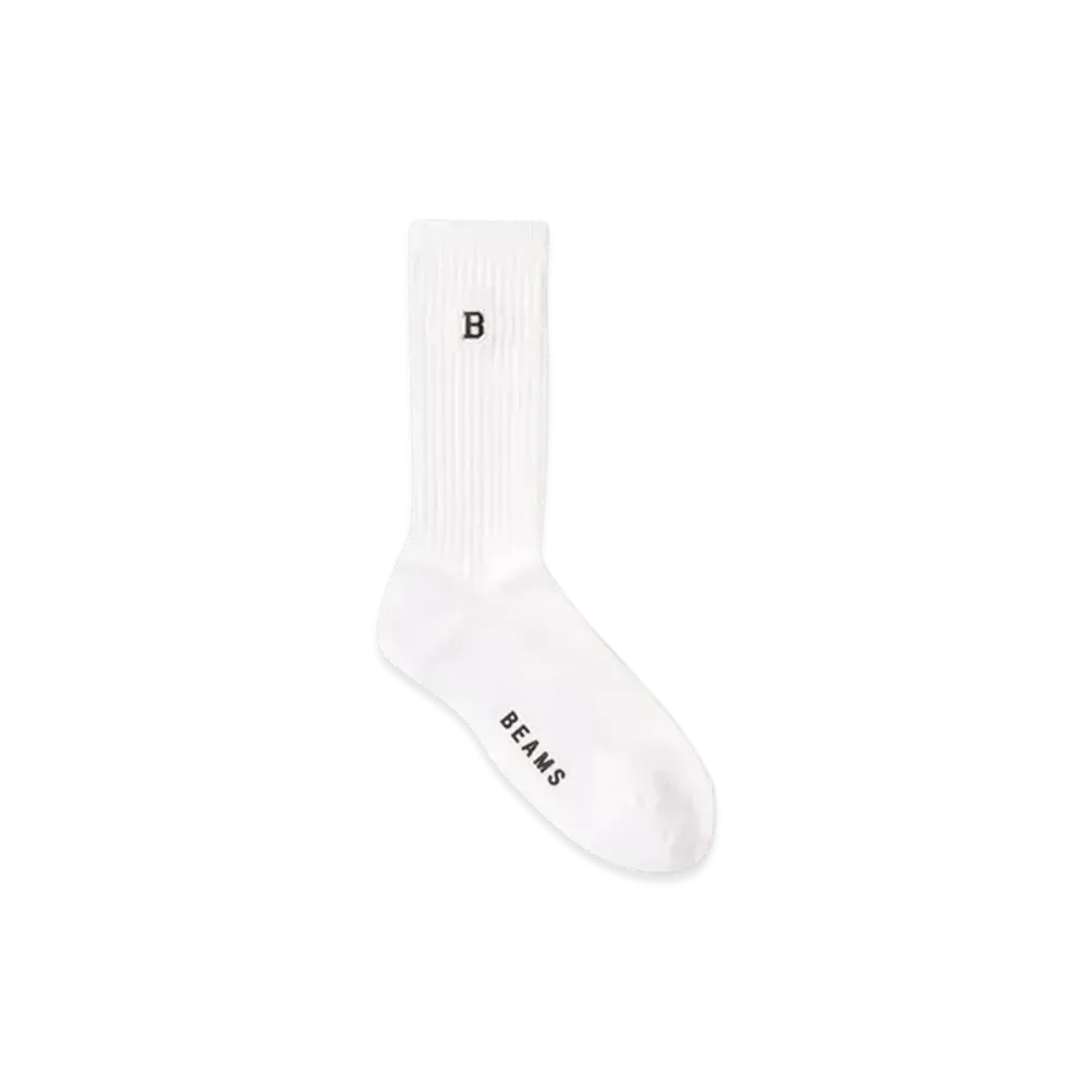 BEAMS B Patch Logo Socks "White"