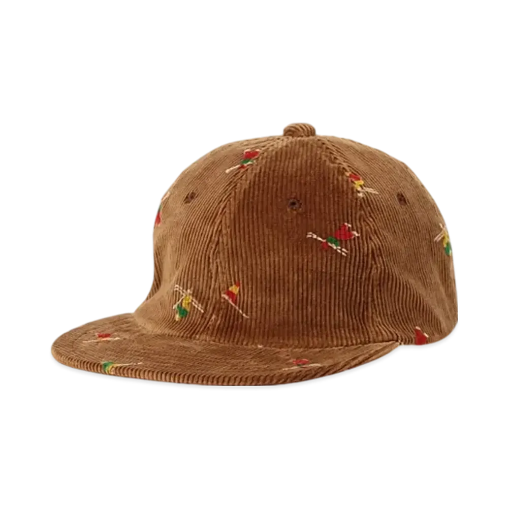 BEAMS 6 Panel Corduroy Embroidery Like On Skier Print "GoldenBrown"