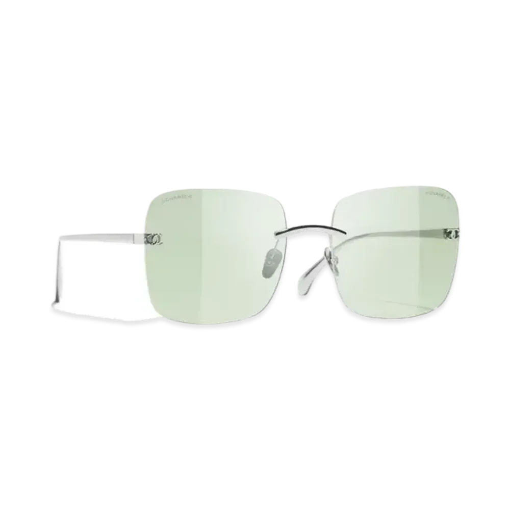 CHANEL Square Blue Light Glasses Titanium "Silver"