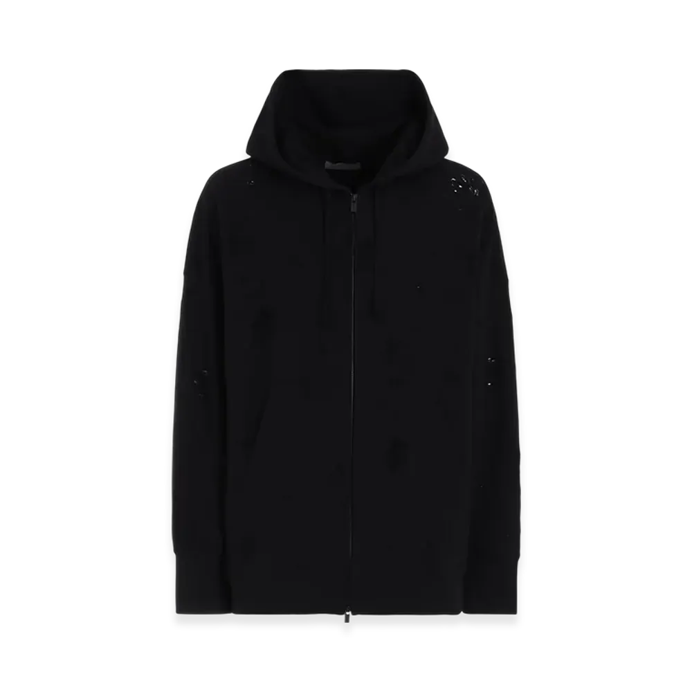 Yohji Yamamoto POUR HOMME Damaged Lining Yoke Hoodie "Black"