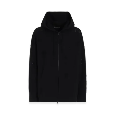 Yohji Yamamoto POUR HOMME Damaged Lining Yoke Hoodie "Black"