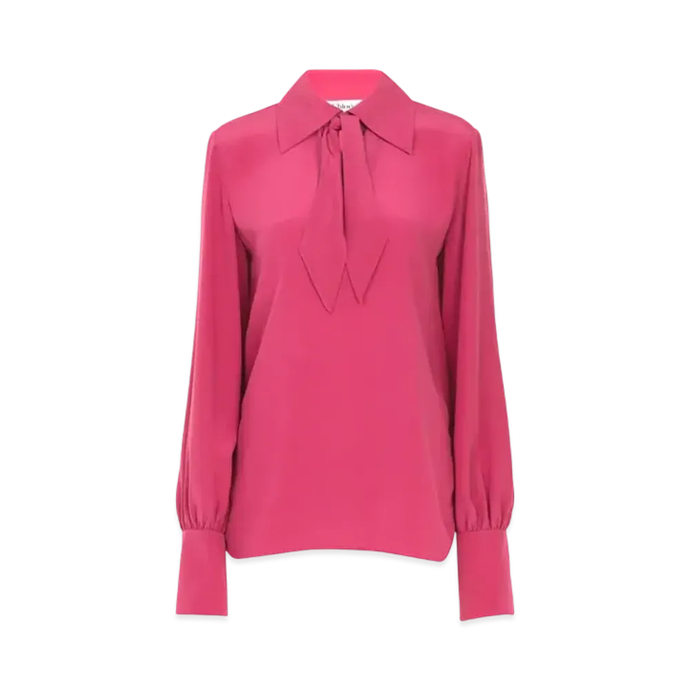 Chloe Scarf-tie Blouse In Crepe De Chine "Divine Red"