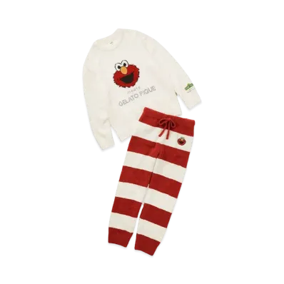 GELATO PIQUE x Sesame Street Jacquard Pullover & Long Pants Set "Red"