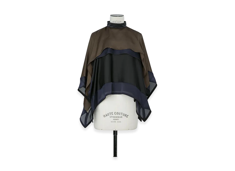 sacai Women's Satin x Chiffon Pullover "Black/Navy"