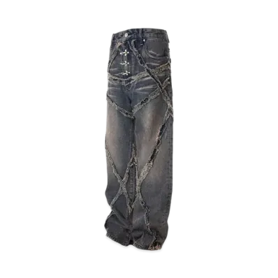 The Boy Has No Patience Eclipse Of Blood Moon Destroyed Denim Jeans "Blue"