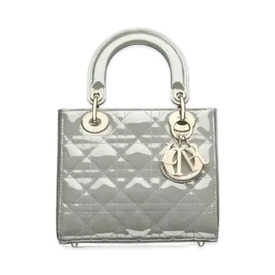 Dior Lady Dior Small Bag Canage Patent Calfskin "Gray"