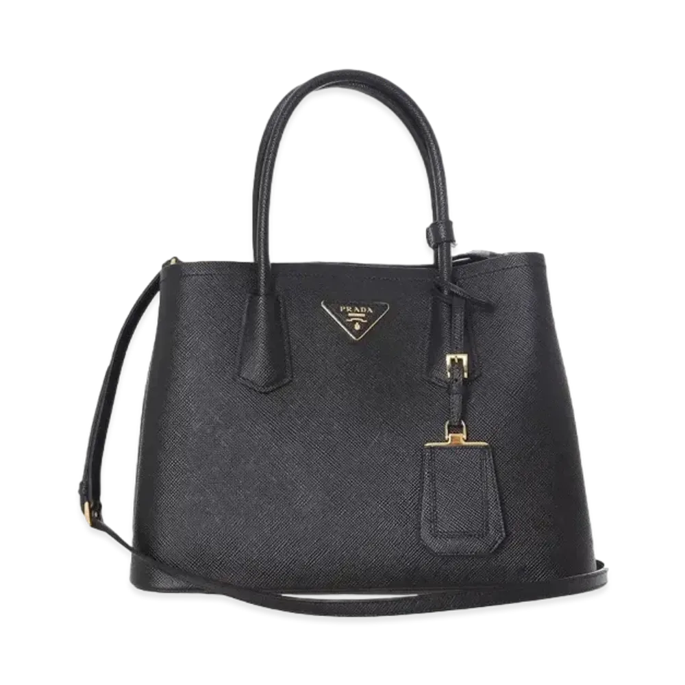 PRADA Double Saffiano Leather Small Bag "Black"
