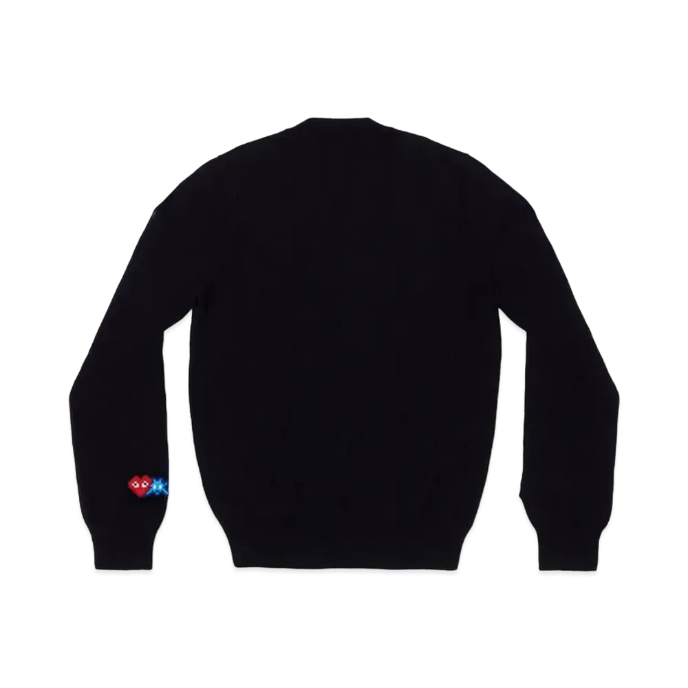PLAY COMME des GARCONS Invader Lambswool V Neck Sweater "Navy"