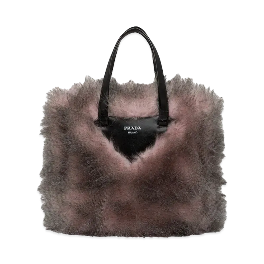 PRADA Faux Fur Fabric Tote Bag "Pink/Black"