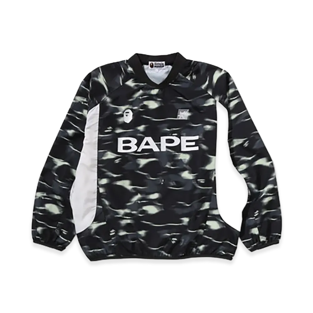 A BATHING APE Screen Camo Football Logo Relaxed Fit Crewneck Sweatshirt "Black"