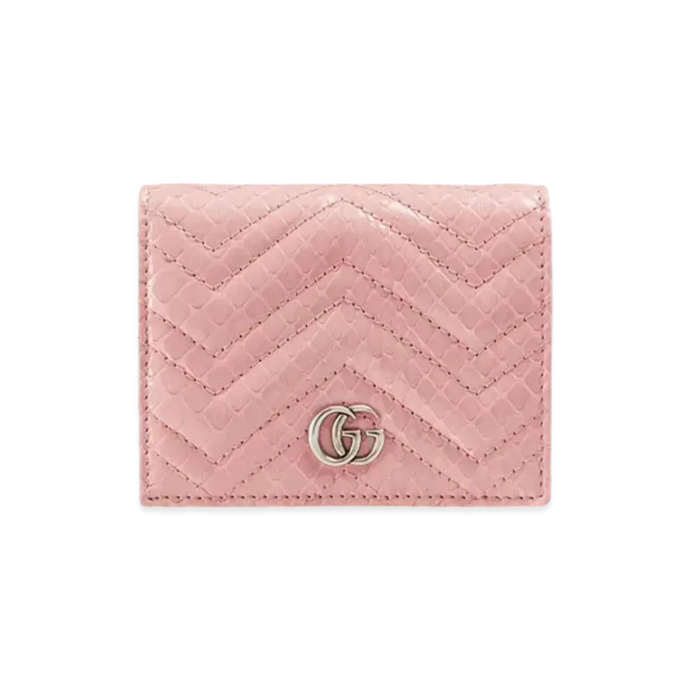 GUCCI GG Marmont Card Case Python Wallet "Pastel Pink"