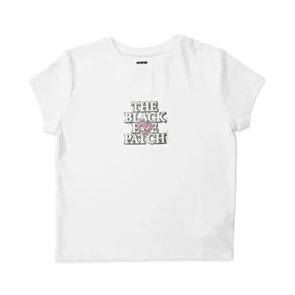 BlackEyePatch WOMEN x MOUSSY Bep OG Rhinestone Baby Tee "White"