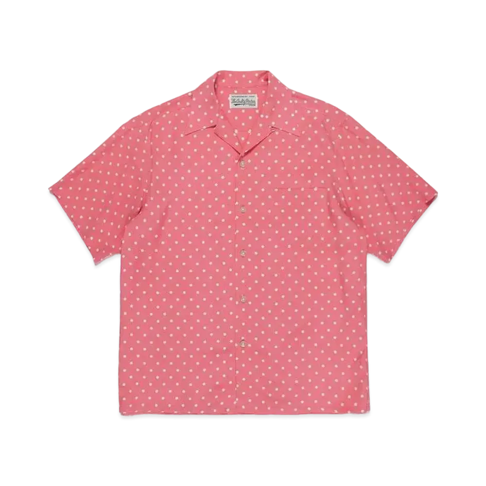 WACKO MARIA DOTS OPEN COLLAR SHIRT "Pink"