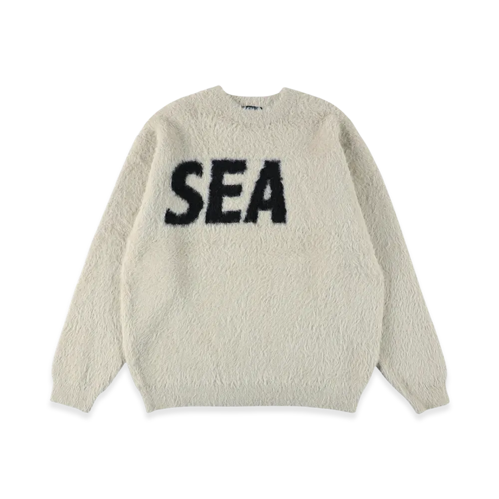 WIND AND SEA Shaggy BIGSEA Knit Sweater "Light Gray"