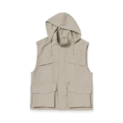 AURALEE Wool Max Canvas Over Vest "Top Gray Beige"