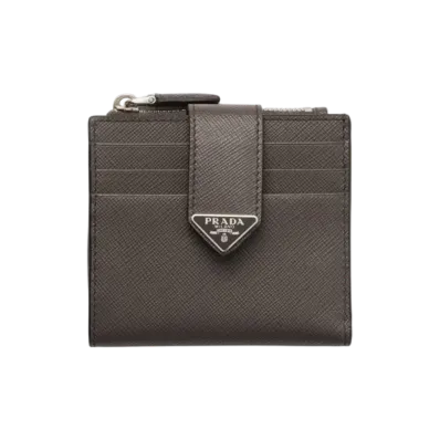 PRADA Saffiano Tab Card Case "Gray"