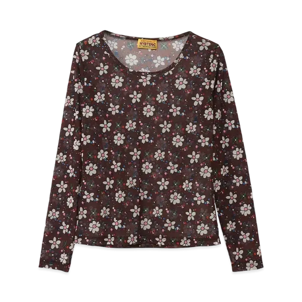 HYSTERIC GLAMOUR 70's Flower Pattern T-Shirt "Brown"
