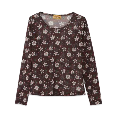 HYSTERIC GLAMOUR 70's Flower Pattern T-Shirt "Brown"