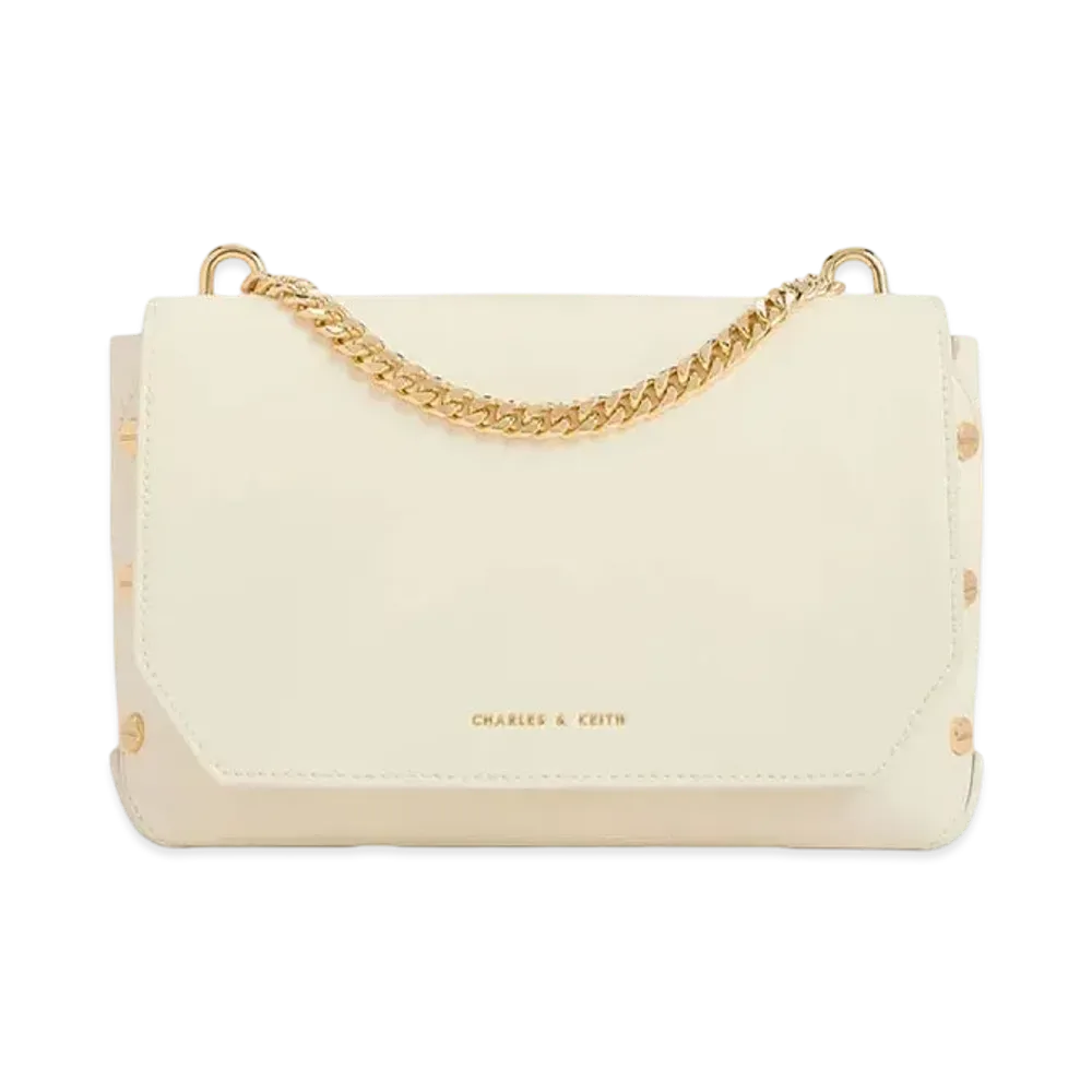 CHARLES & KEITH Claire Chain Handle Bag "Cream"