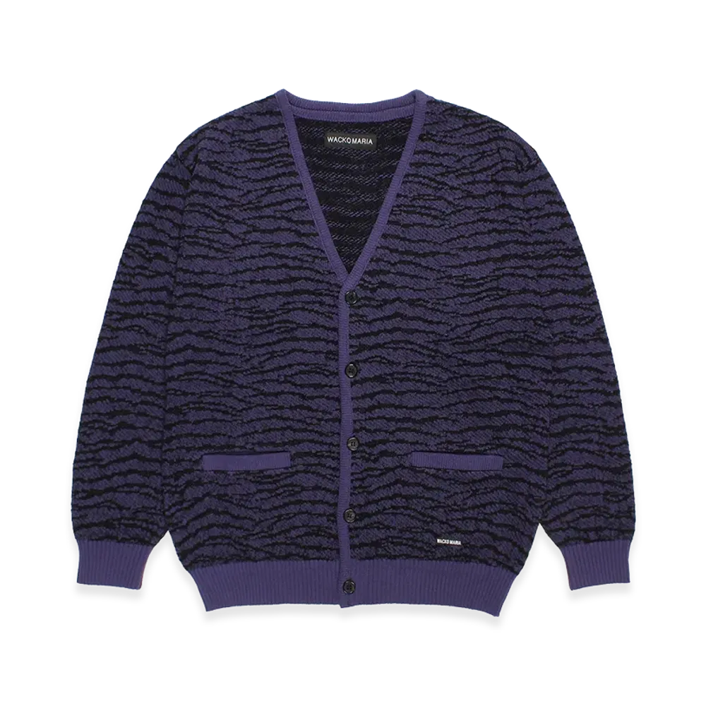 WACKO MARIA Tiger Jacquard Knit Cardigan "Purple"