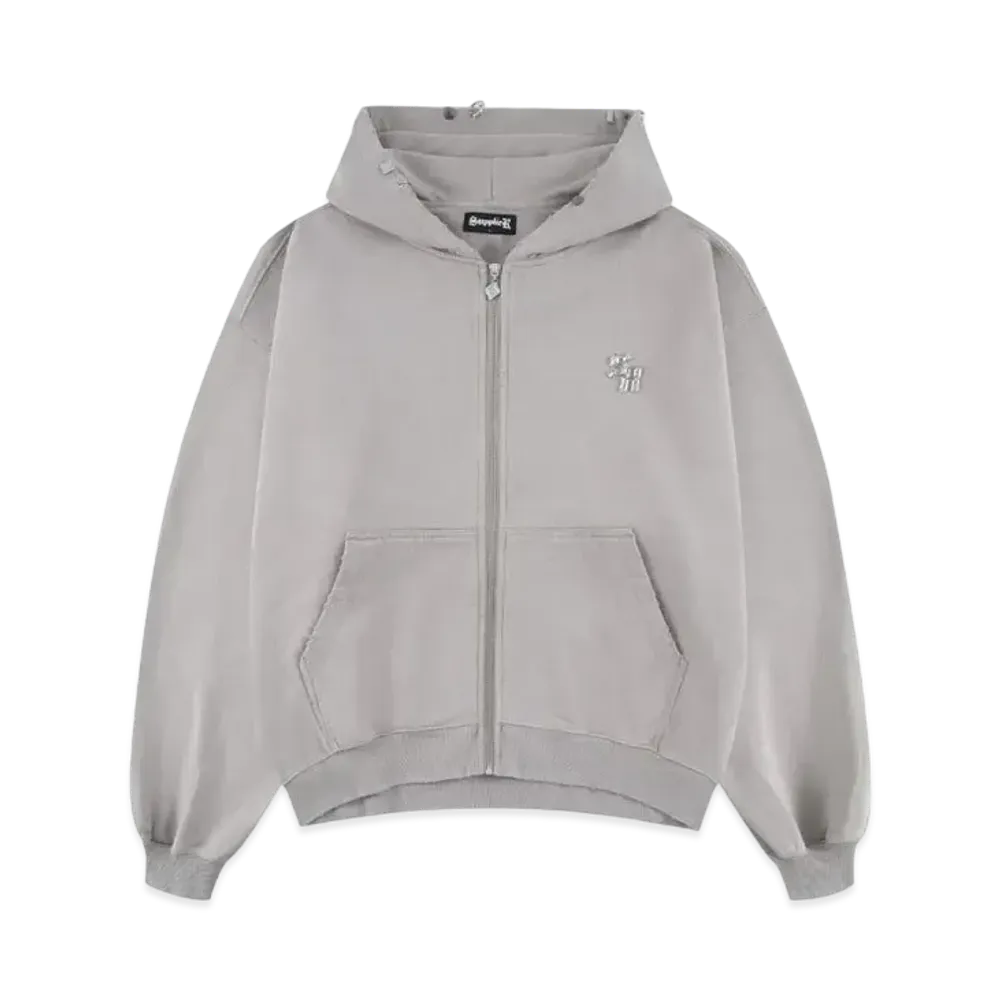 SUPPLIER Vintage Wash Pierced Zip Hoodie "Beige"