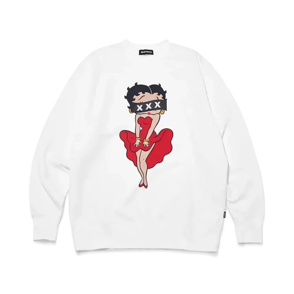 GOD SELECTION XXX x Betty Boop Sweatshirts GX-A24-BBCN-01 "White"