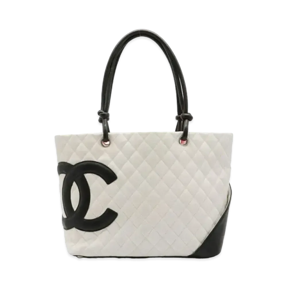 CHANEL Cambon Line Large Tote Bag GM "White/Black"