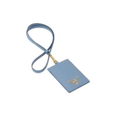 PRADA Saffiano Leather Badge Holder "Light Blue"