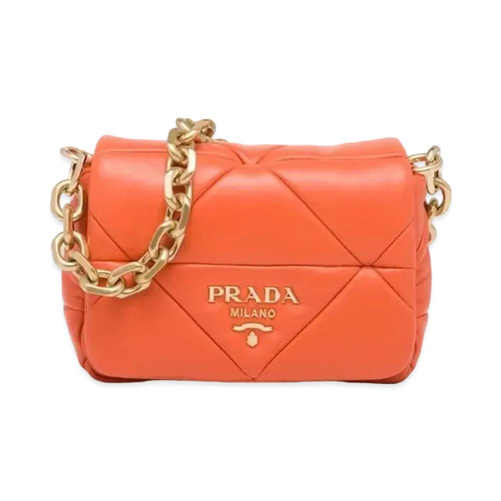 PRADA System Nappa Patchwork Shoulder Bag "Orange"