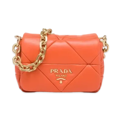 PRADA System Nappa Patchwork Shoulder Bag "Orange"
