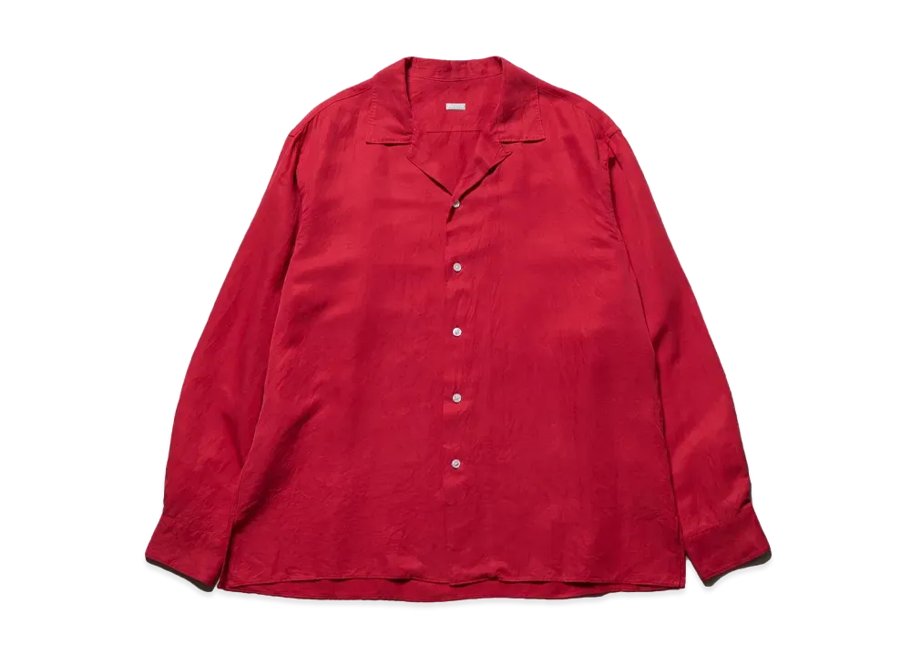 A.PRESSE Vintage Silk Linen Open Collar Shirts "Red"